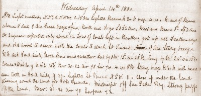 14 April 1880 journal entry